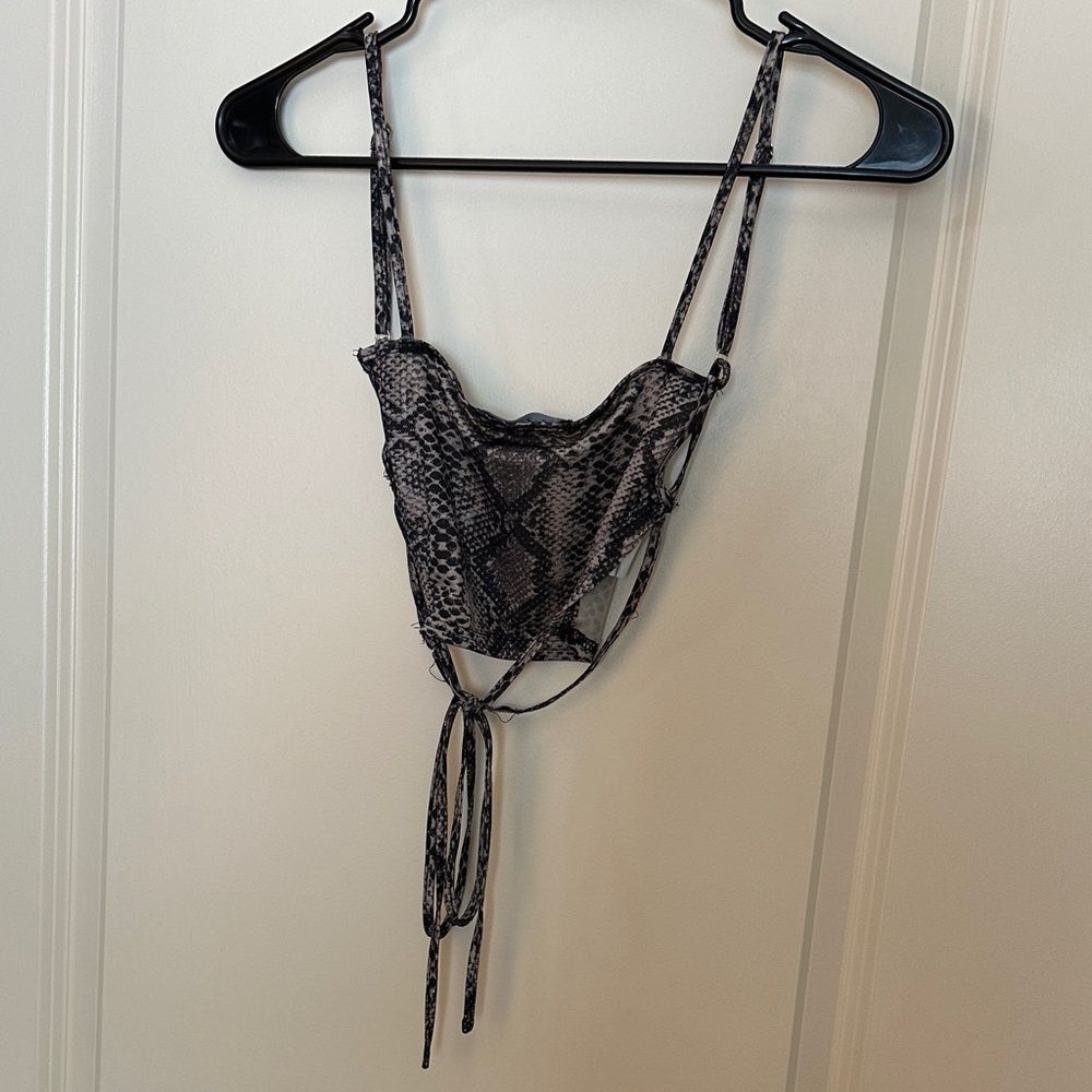 Zaful Black Snake Print Bra Bikini Top Women’s Sz Small
